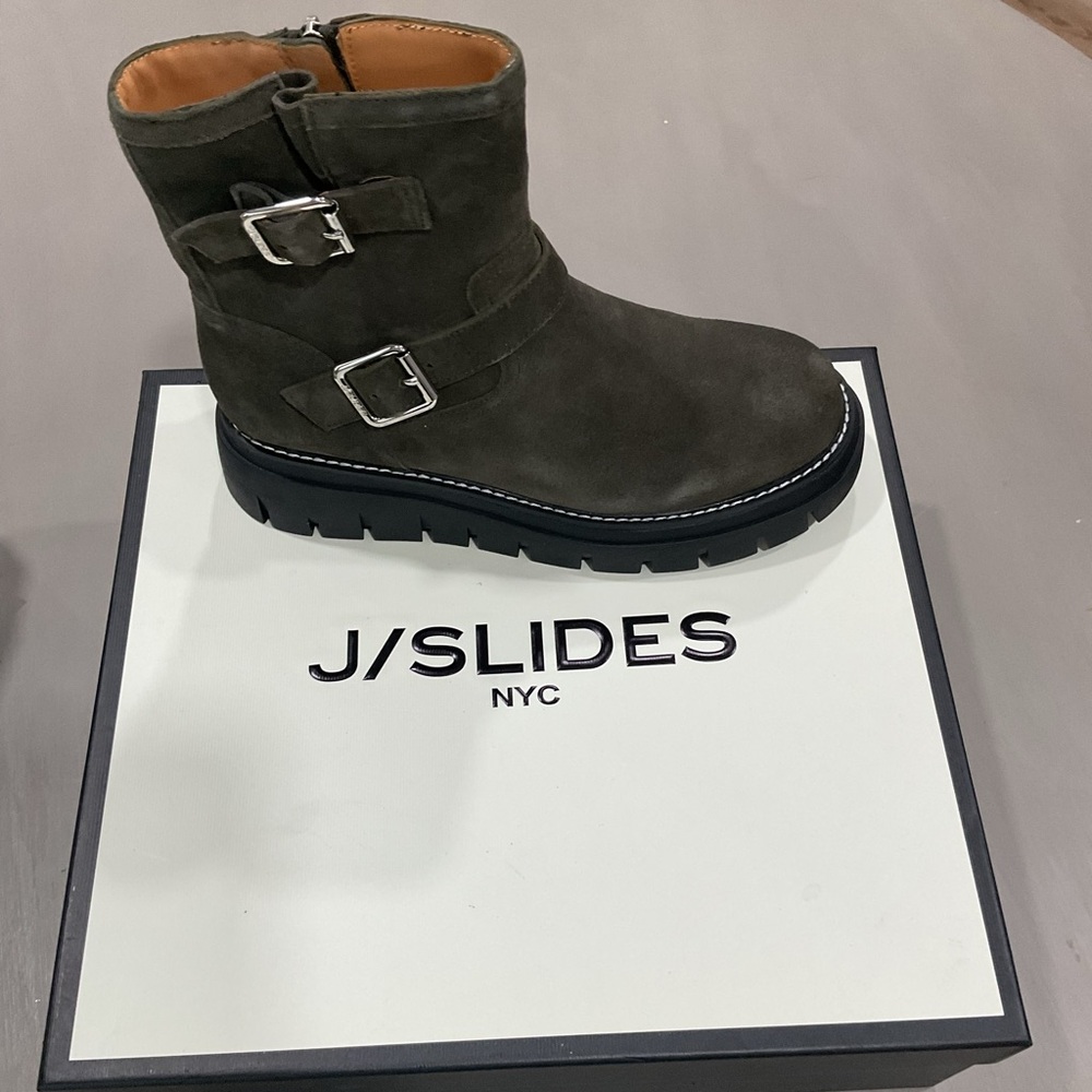 J/SLIDES Dark Green Combat Boots